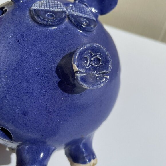 Vtg Stoneware Pottery Pig Piggy Bank Cork Butt - Picture 7 of 9